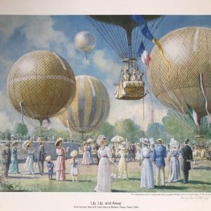 Up, Up, and Away. First Gordon Bennett International Balloon Race, Paris 1900. Fine art print by Douglas Ettridge 1927-2009. Signed and numbered 104/500 MODERN ART Antique Art